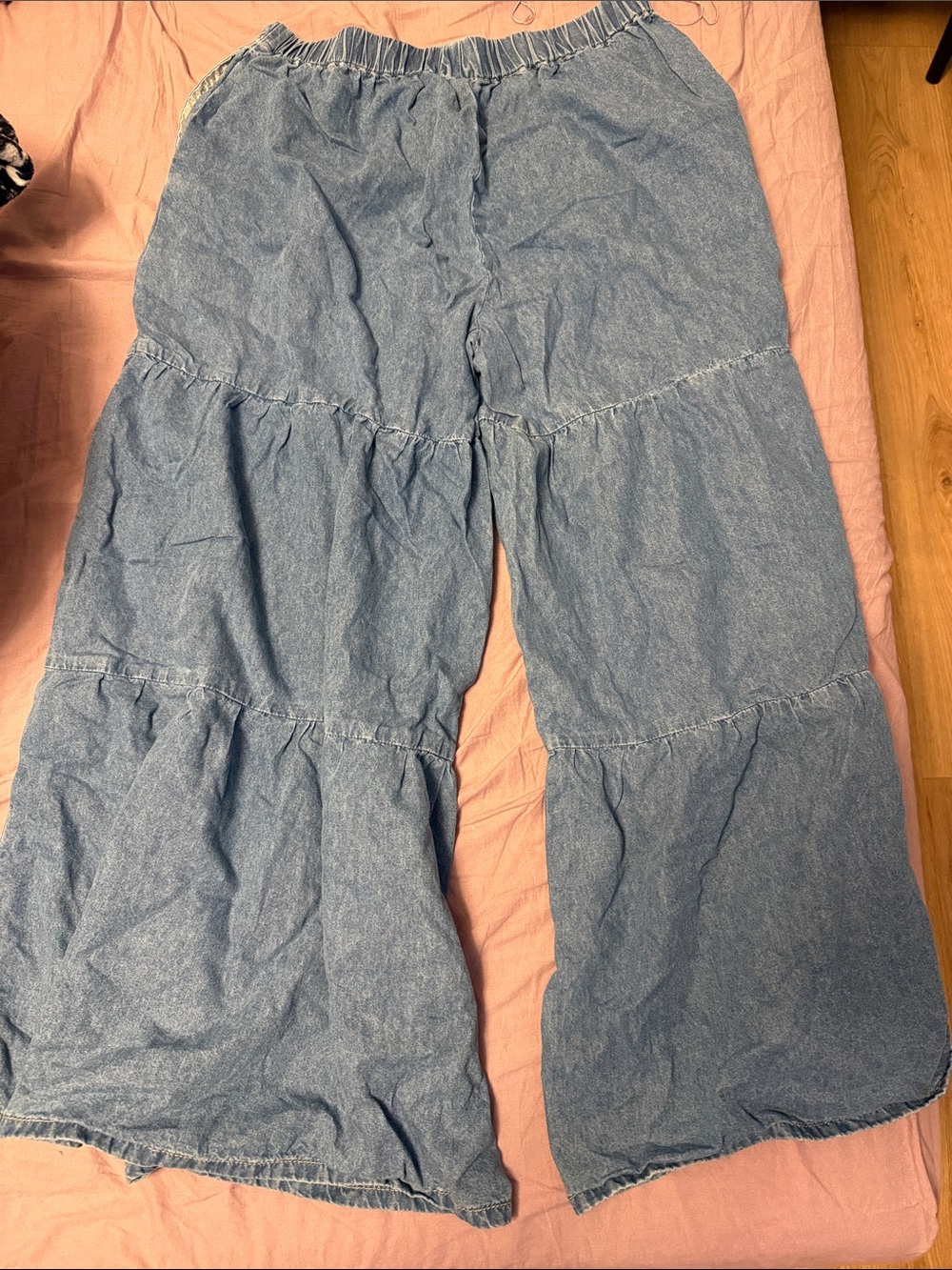 SHEIN Light Blue Elastic Waist Denim Pants